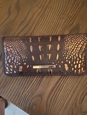 Brahmin Embossed Croc Leather Wallet in Deep Burgundy